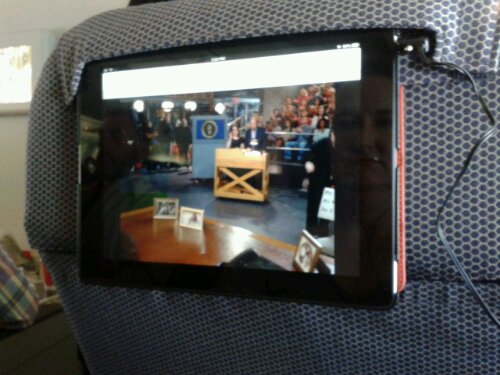 The latest in in-flight entertainment apparently -- iPads